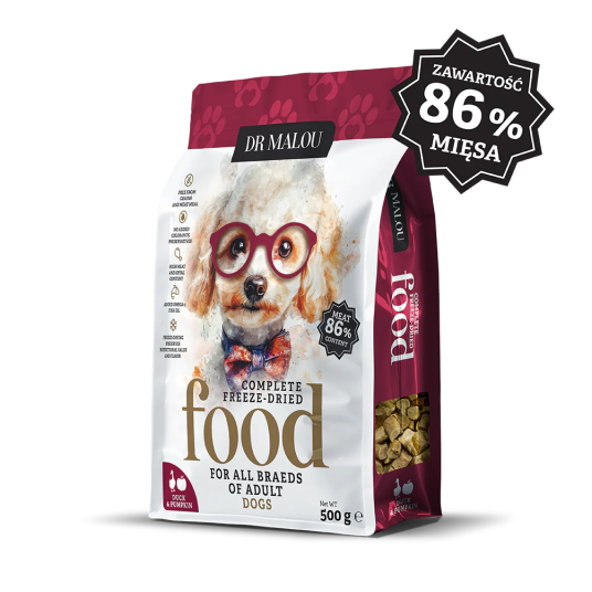 Kaczka z dynią 500G- PIES-Adult Dog liofilizowana karma pełnoporcjowa