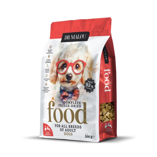 Kaczka z królikiem 500g -PIES KARMA - Adult Dog liofilizowana karma pełnoporcjowa