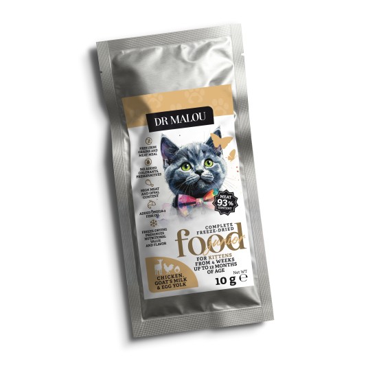 Kitten -kurczak z kozim mlekiem i żółtkiem 10g- KOT-karma liofilizowana pełnoporcjowa