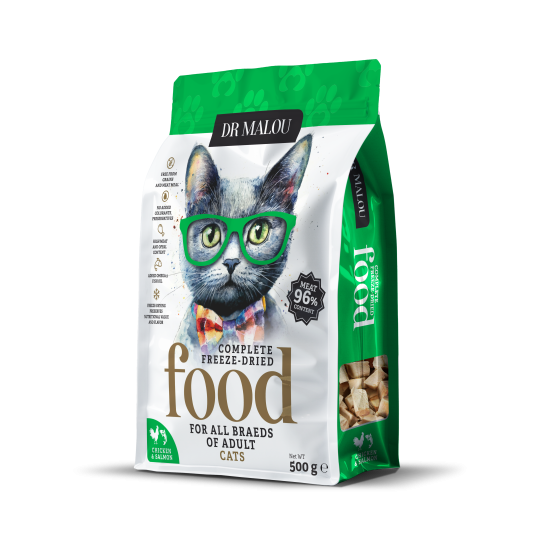 Kurczak z łososiem 500G - KOT KARMA-Adult Cats liofilizowana karma pełnoporcjowa