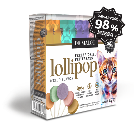 Lizaki liofilizowane mięsne dla kotów - mix smaków 25g ( 15 szt )