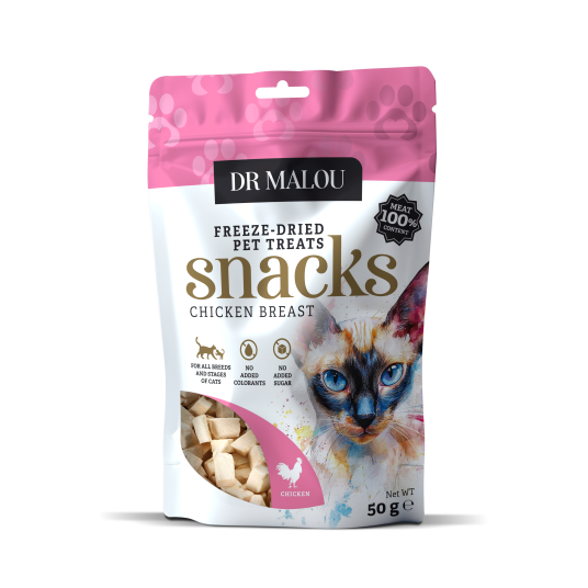 Przysmaki dla kotów mięsne kostki 100% liofilizowanej piersi z kurczaka 50g