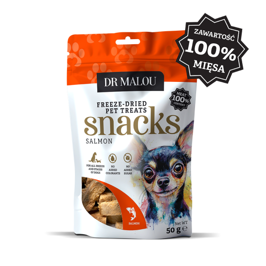 Przysmaki dla psów mięsne kostki, 100% liofilizowanego mięsa łososia 50g