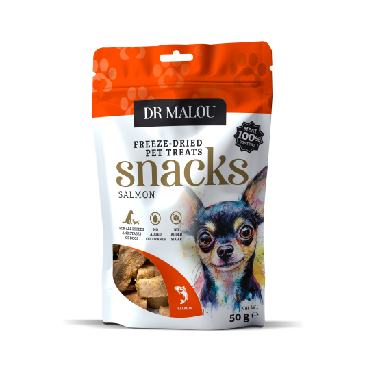 Przysmaki dla psów mięsne kostki, 100% liofilizowanego mięsa łososia 50g