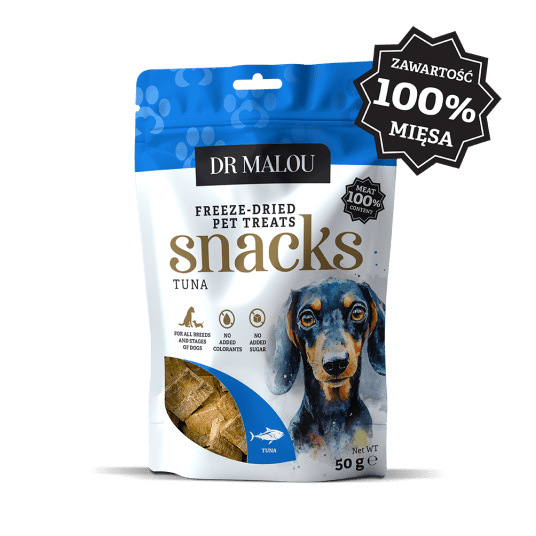 Przysmaki dla psów mięsne kostki, 100% liofilizowanego mięsa tuńczyka 50g