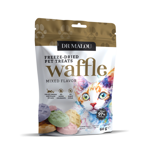 Wafle liofilizowane z mięsa kurczaka dla kotów (mix smaków) 60 g