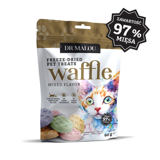 Wafle liofilizowane z mięsa kurczaka dla kotów (mix smaków) 60 g