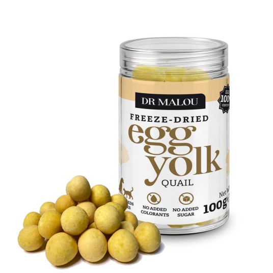 Żółtko przepiórcze liofilizowane dla kota i psa 100g