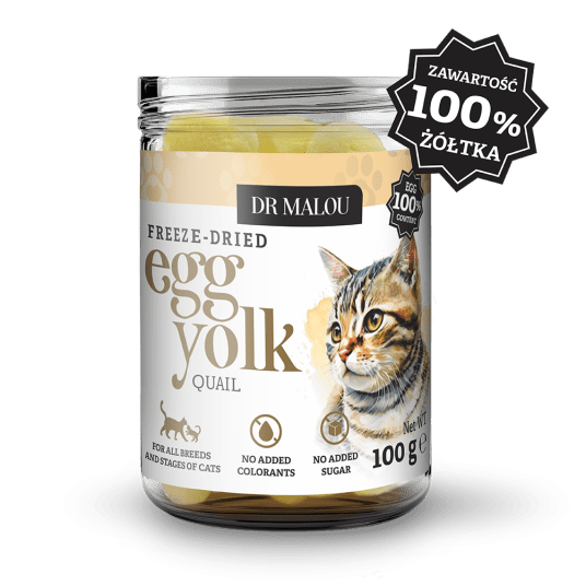 Żółtko przepiórcze liofilizowane dla kota i psa 100g