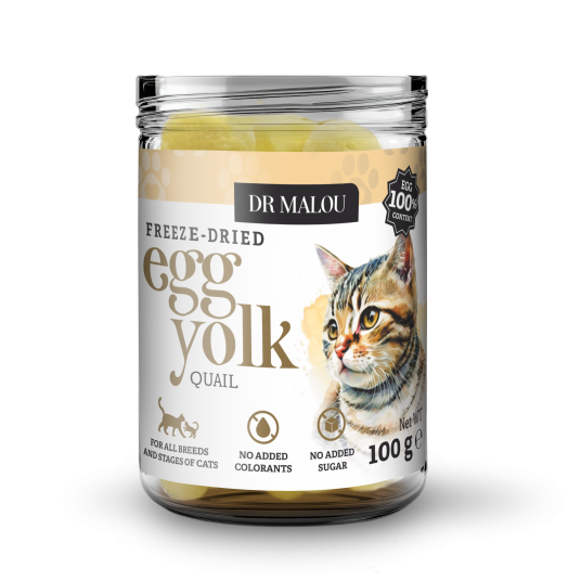 Żółtko przepiórcze liofilizowane dla kota i psa 100g