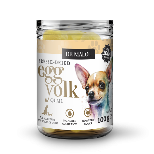 Żółtko przepiórcze liofilizowane dla kota i psa 100g