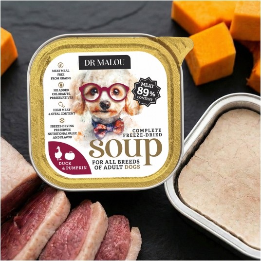 Zupka kaczka z dynią 10 szt.- pełnoporcjowa karma dla psów -zdjęcie numer 5