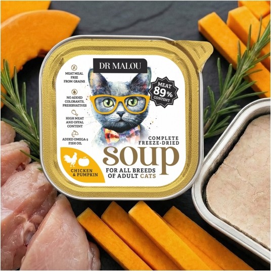 Zupka kurczak z dynią 10 szt.- pełnoporcjowa karma dla kotów -zdjęcie numer 4