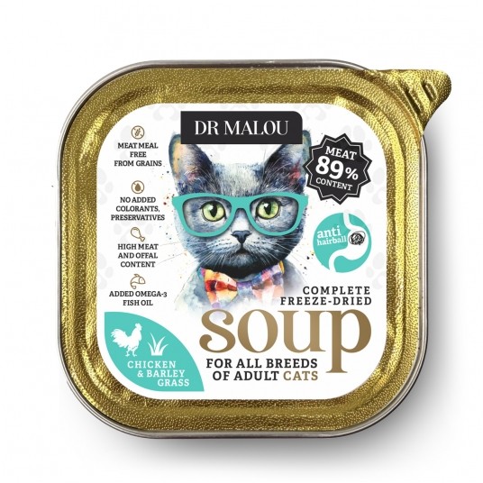 Zupka kurczak z trawą jęczmienną 10 szt. - pełnoporcjowa karma dla kotów -zdjęcie numer 2