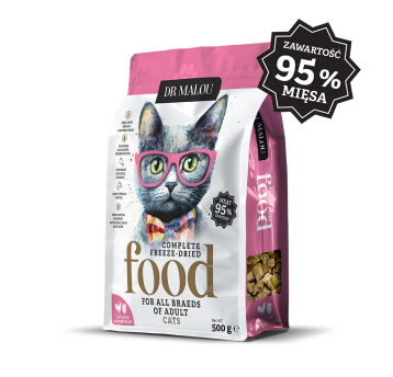 Kurczak z kurzymi sercami 500G -KOT KARMA- Adult Cats liofilizowana karma pełnoporcjowa