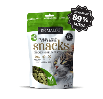 Przysmaki dla kotów kostki z kurczakiem i trawą jęczmienną 50g