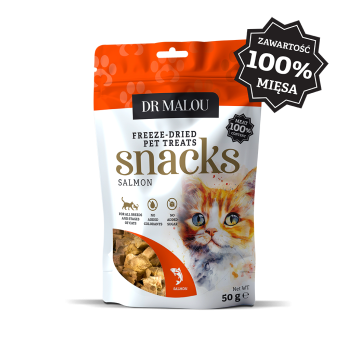 Przysmaki dla kotów mięsne kostki, 100% liofilizowanego mięsa łososia 50g