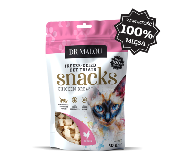 Przysmaki dla kotów mięsne kostki 100% liofilizowanej piersi z kurczaka 50g