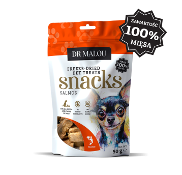 Przysmaki dla psów mięsne kostki, 100% liofilizowanego mięsa łososia 50g