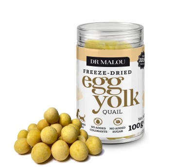 Żółtko przepiórcze liofilizowane dla kota i psa 100g