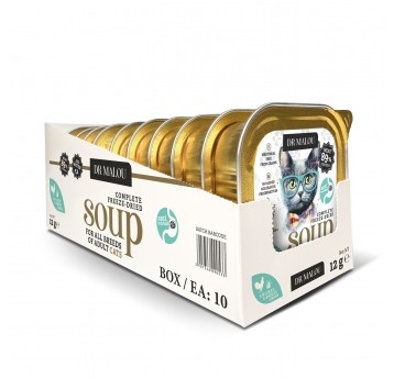 Zupka kurczak z trawą jęczmienną 10 szt. - pełnoporcjowa karma dla kotów